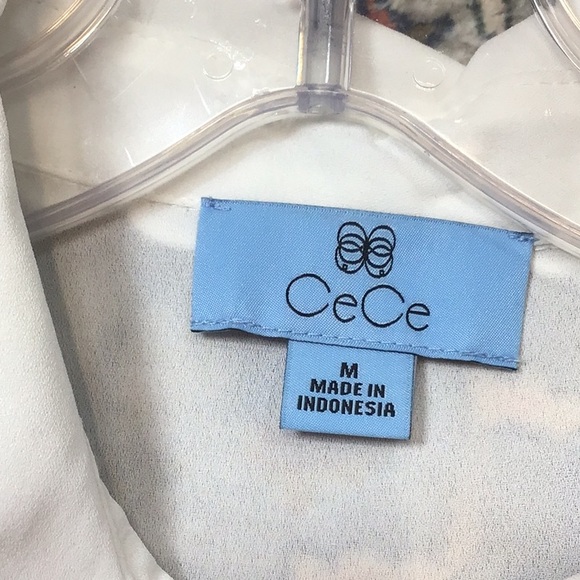 🆕 CeCe Ivory Semi Sheer Crepe Chiffon Front Lined Back Unlined Long Sleeve - Picture 2 of 10